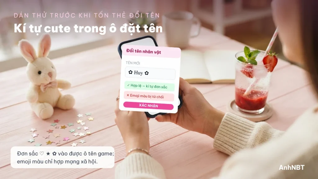 Kí tự cute dán vào ô đổi tên nhân vật trong game