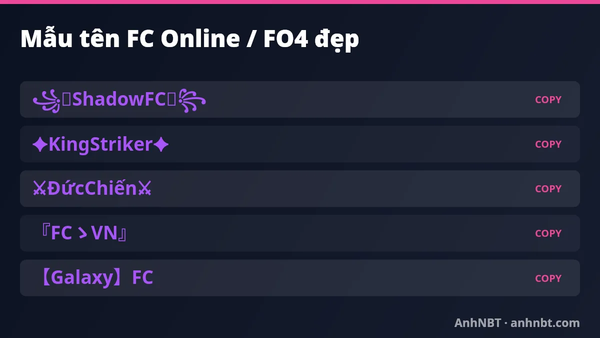 Mẫu tên FC Online FO4 đẹp có kí tự đặc biệt