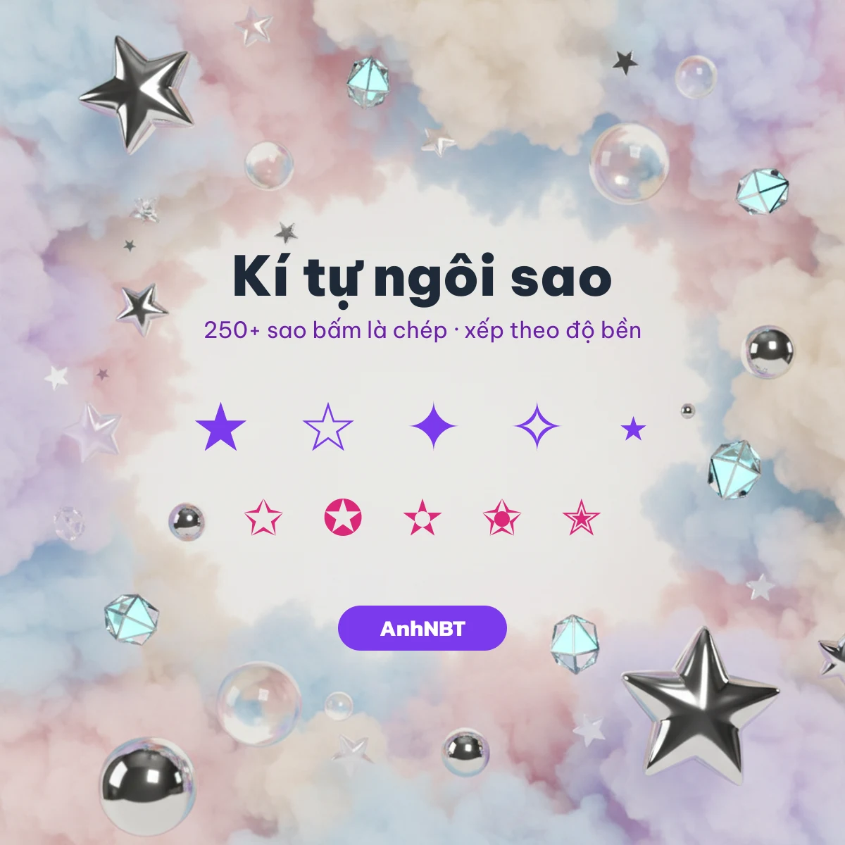 Kí tự ngôi sao ★ ☆ ✦ ✧ ⋆ bấm là chép